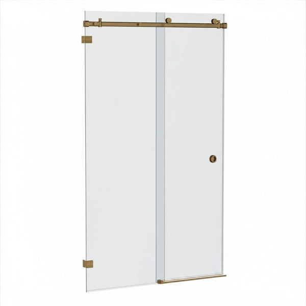 Bellé Wall to Wall Frameless Shower Sliding System Left Hand Fixed - Antique Brass