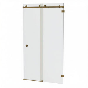 Bellé  Wall to Wall Frameless Shower Sliding System Right Hand Fixed Antique Brass