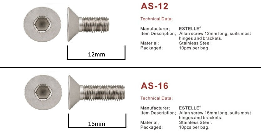 Allen Screws - 16mm Satin Nickel
