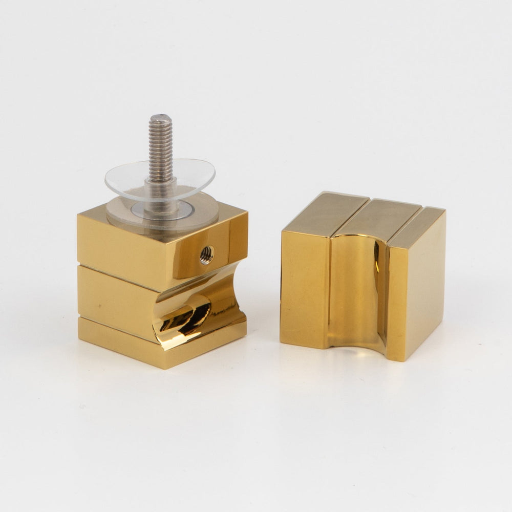 Square Door Knob Polished Brass