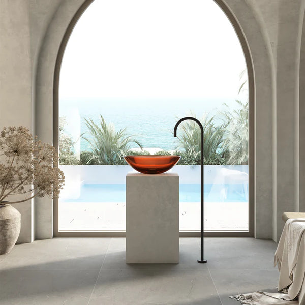 Wow Translucency Oval Above Counter Basin Amber Brown