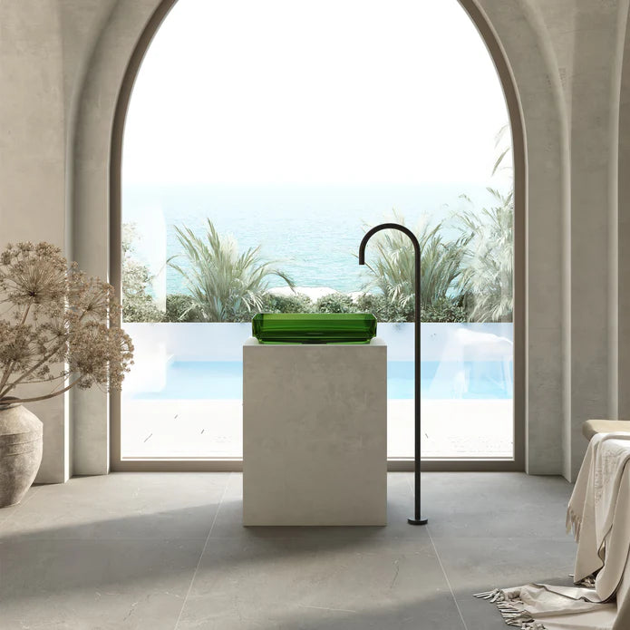 Wow Translucency Rectangular Above Counter Basin Emerald Green