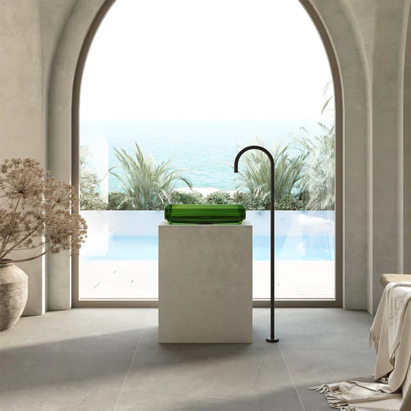 Wow Translucency Rectangular Above Counter Basin Emerald Green
