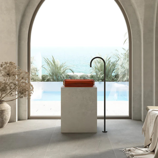 Wow Translucency Rectangular Above Counter Basin Amber Brown