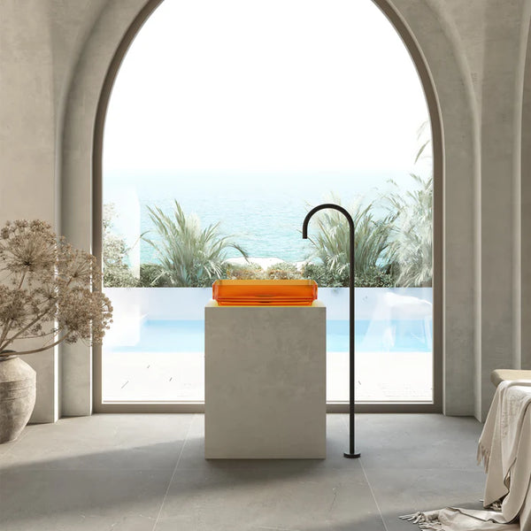 Wow Translucency Rectangular Above Counter Basin Golden Beige