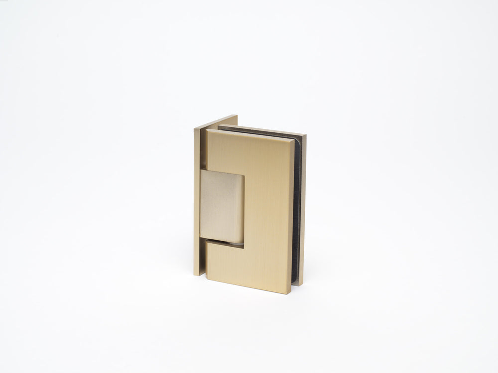 Industry Boutique Wall to Glass 90 Degree Hinge with L Type Mounting Plate - Champagne Gold