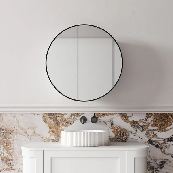 Cassa Design Auris Round Shaving Cabinet Matte Black