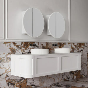 Cassa Design Auris Round Shaving Cabinet Matte White