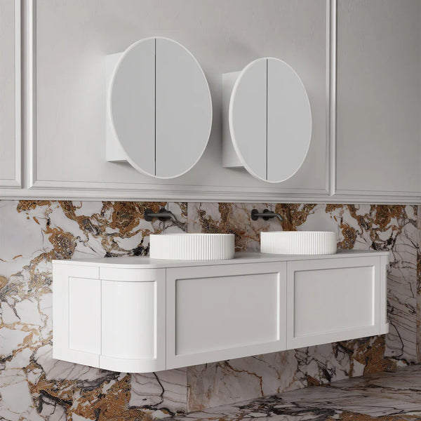 Cassa Design Auris Round Shaving Cabinet Matte White