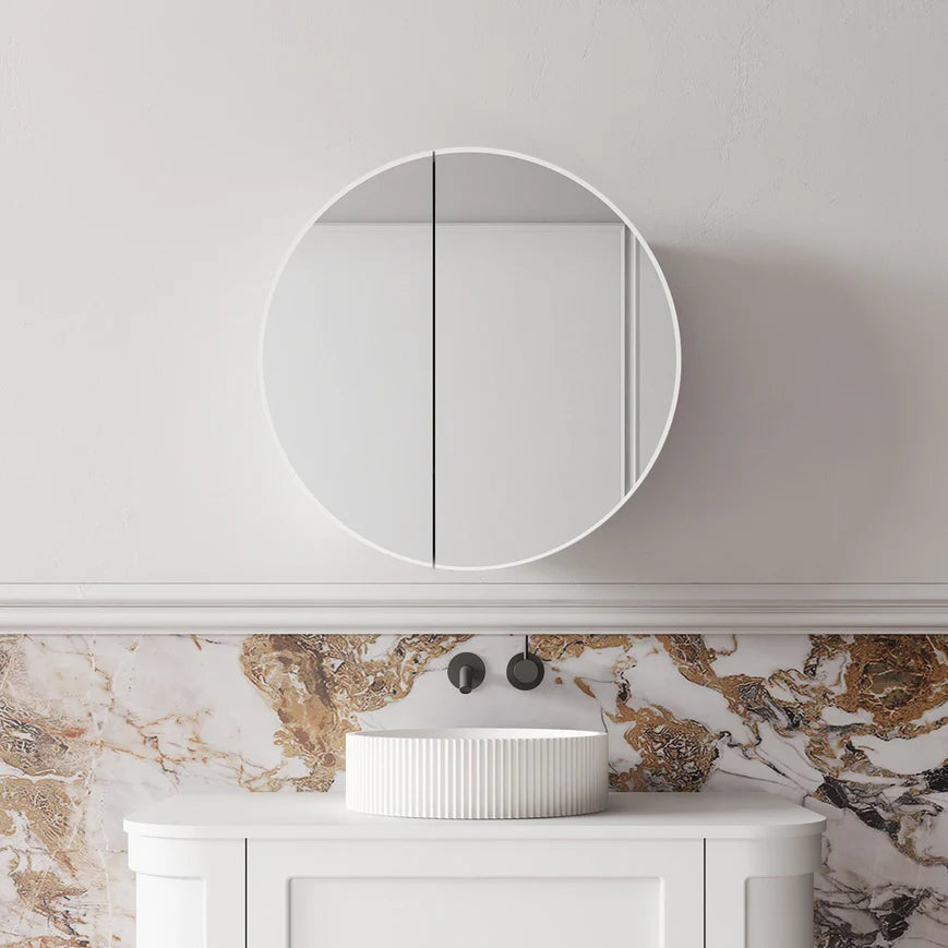 Cassa Design Auris Round Shaving Cabinet Matte White