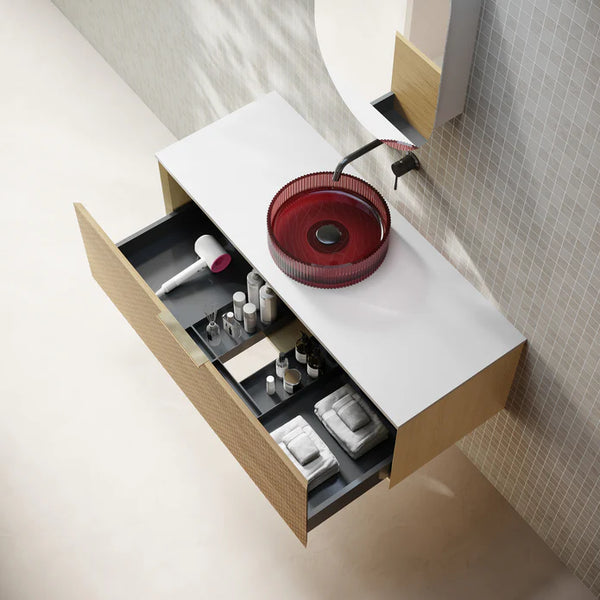 Cassa Designs Relievo Wall Hung Vanity - Single Relievo Oak