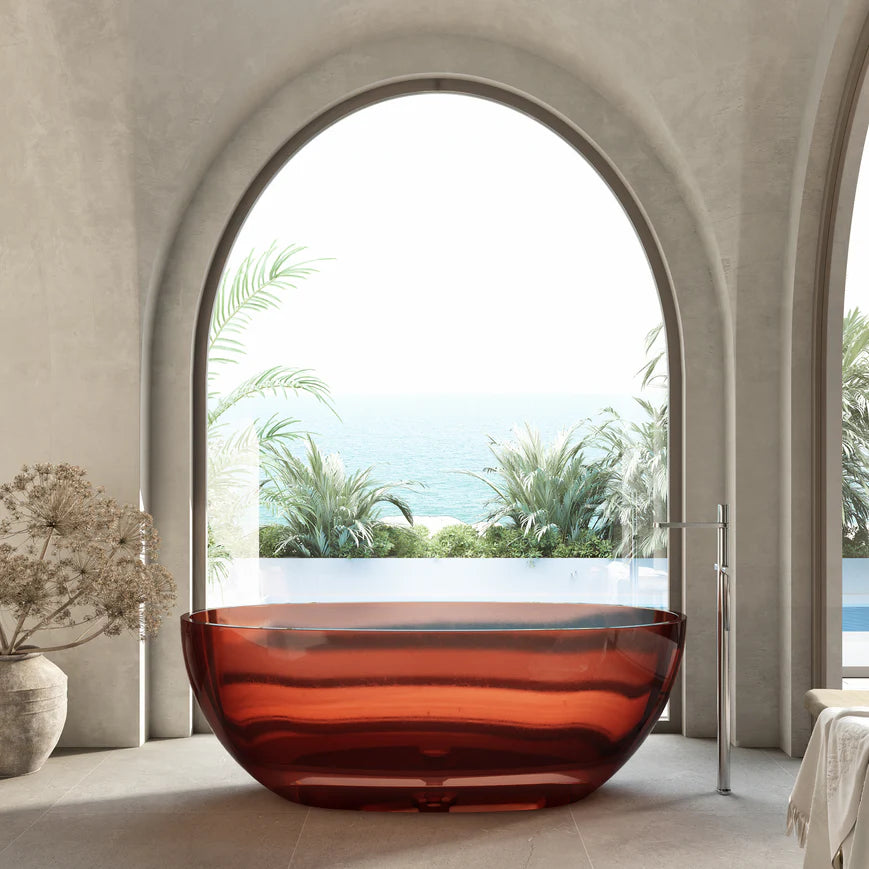 Cassa Design Wow Translucency Resin Stone Bath 1650mm Amber Brown