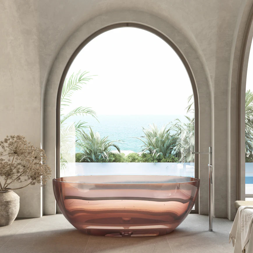 Cassa Design Wow Translucency Resin Stone Bath 1650mm Faint Pink