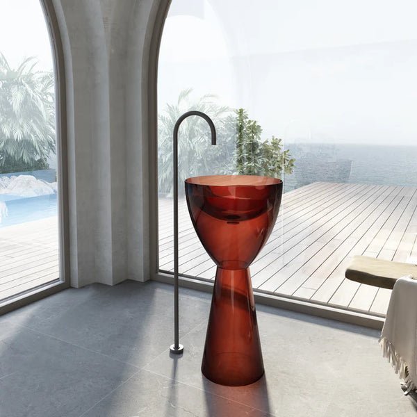 Wow Translucency Pedestal Basin Amber Brown