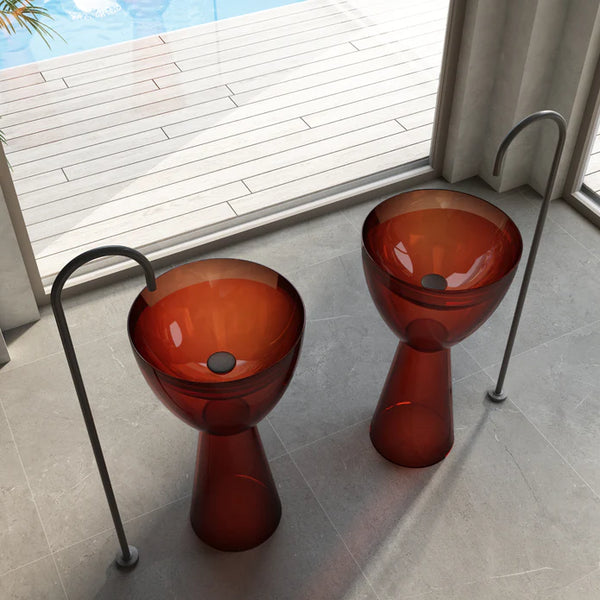 Wow Translucency Pedestal Basin Amber Brown