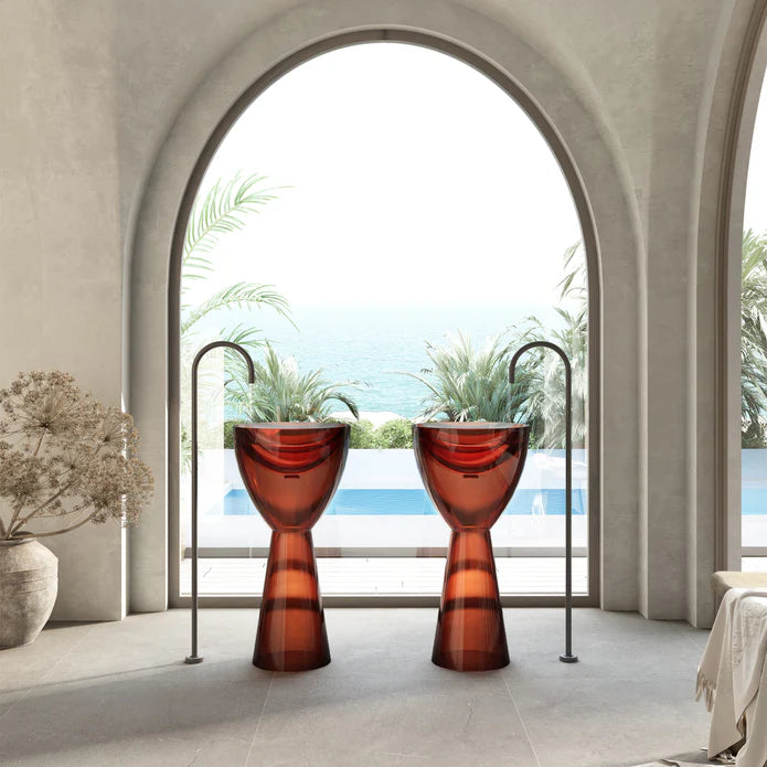 Wow Translucency Pedestal Basin Amber Brown