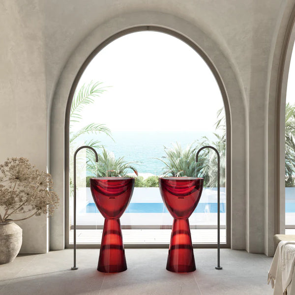 Wow Translucency Pedestal Basin Vivid Red