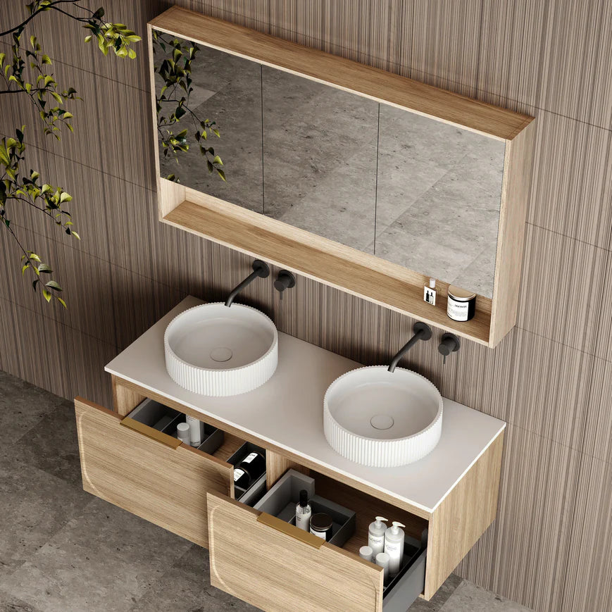 Cicero Wall Hung Vanity - Double - Walnut