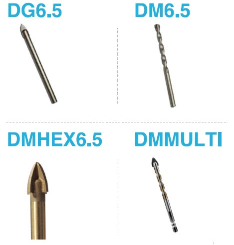 6.5mm Glass and Tile Drill Bit, Hex Drive