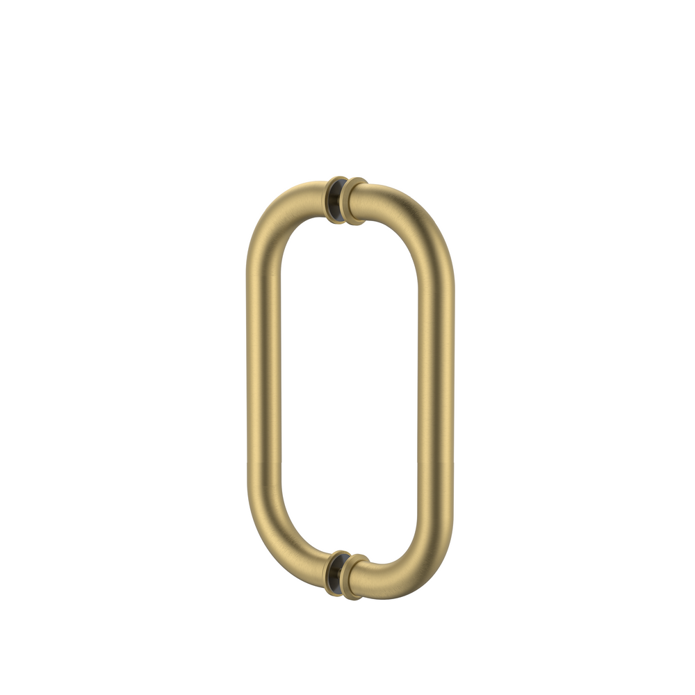 Round Double D Style Double Pull Shower Handle 166mm Brushed Brass