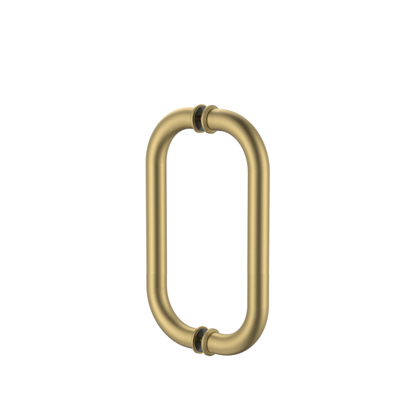 Round Double D Style Double Pull Shower Handle 166mm Brushed Brass