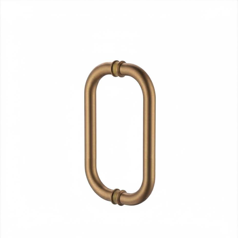 Round Double D Style Double Pull Shower Handle 166mm - Antique Brass