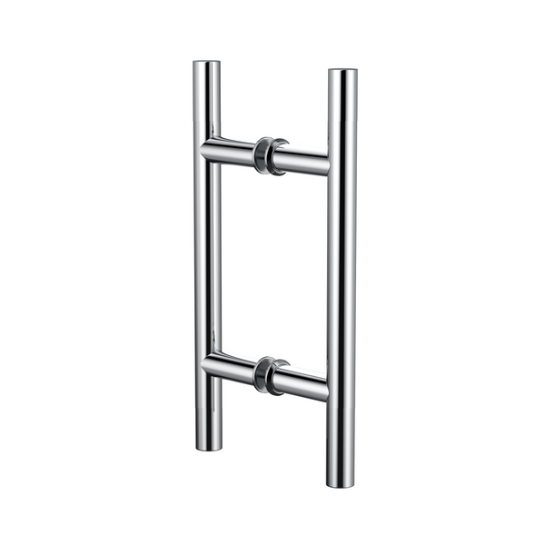 Round Double Pull Door Handle Ladder Style 210mm Polished Chrome