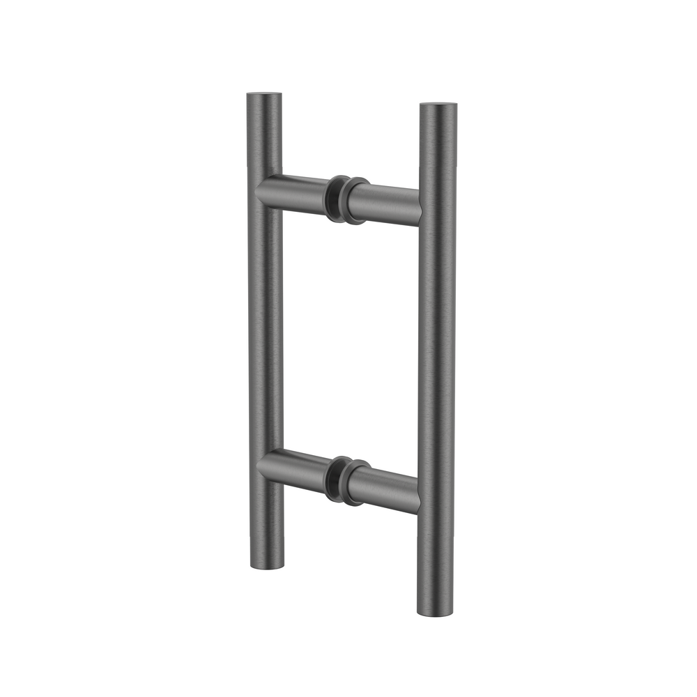 Round Double Pull Door Handle Ladder Style 210mm Brushed Gun Metal