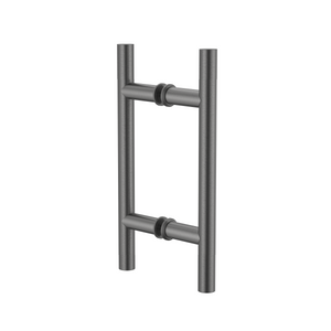 Round Double Pull Door Handle Ladder Style 210mm Brushed Gun Metal