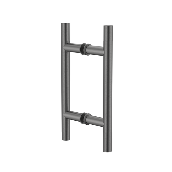 Round Double Pull Door Handle Ladder Style 210mm Brushed Gun Metal