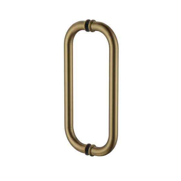 Round Double D Style Double Pull Shower Handle 275 mm Antique Brass