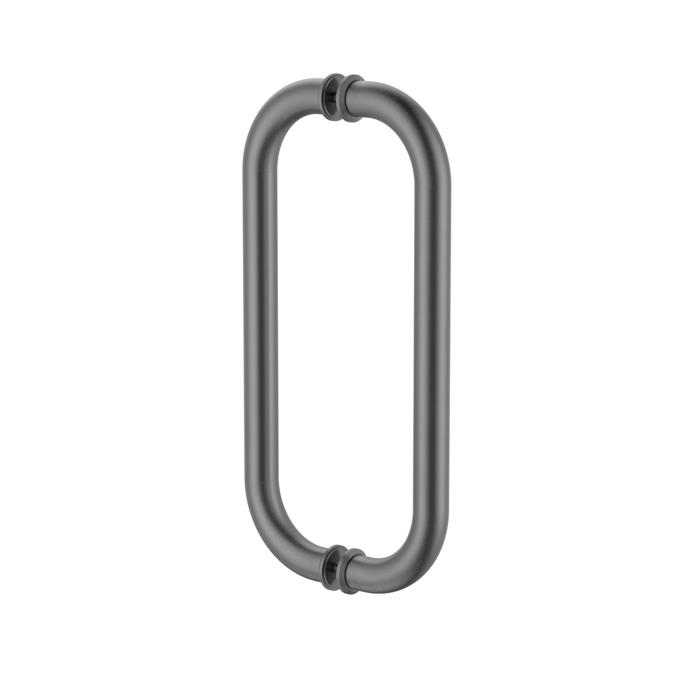 Round Double D Style Double Pull Shower Handle 275 mm Brushed Gun Metal