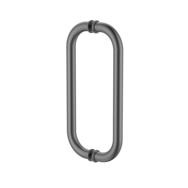 Round Double D Style Double Pull Shower Handle 275 mm Brushed Gun Metal