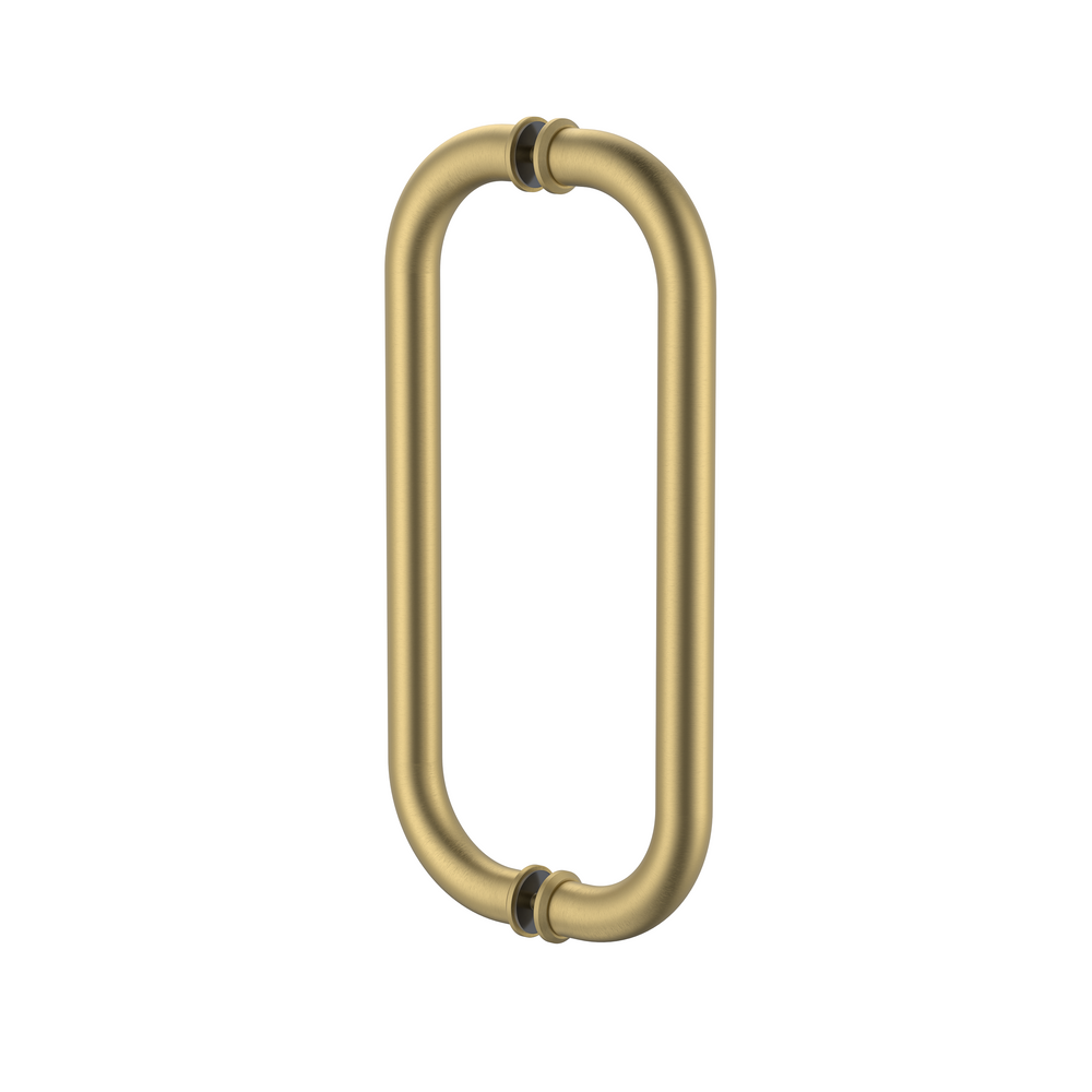 Round Double D Style Double Pull Shower Handle 275 mm Brushed Brass