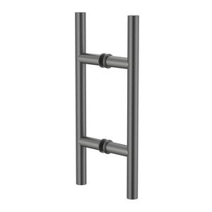 Round Double Pull Door Handle Ladder Style 310mm Brushed Gun Metal