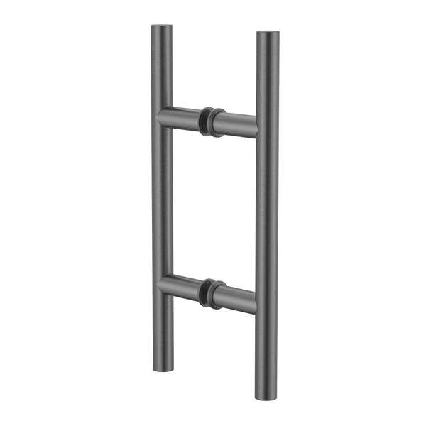 Round Double Pull Door Handle Ladder Style 310mm Brushed Gun Metal