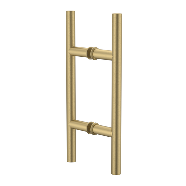 Round Double Pull Door Handle Ladder Style 310mm Brushed Brass