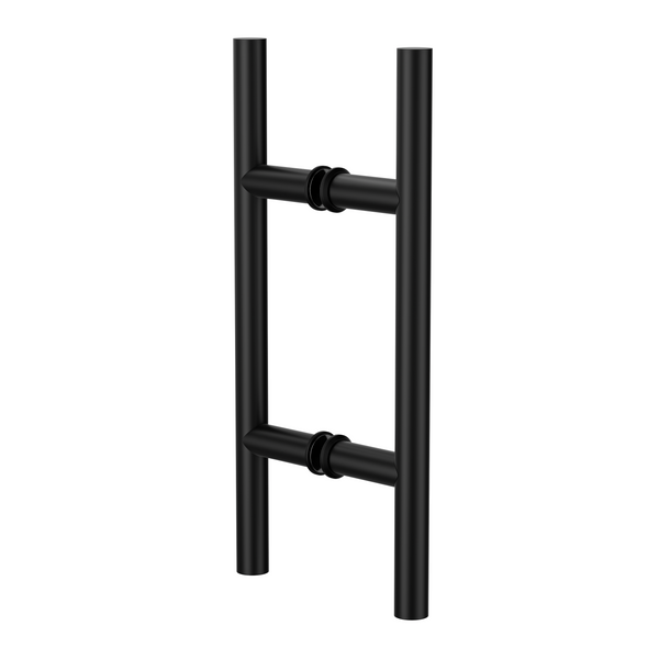 Round Double Pull Door Handle Ladder Style 310mm Matte Black