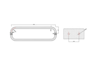 Round Double D Style Double Pull Shower Handle 450 mm Antique Brass