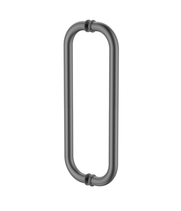 Round Double D Style Double Pull Shower Handle 450 mm Brushed Gun Metal