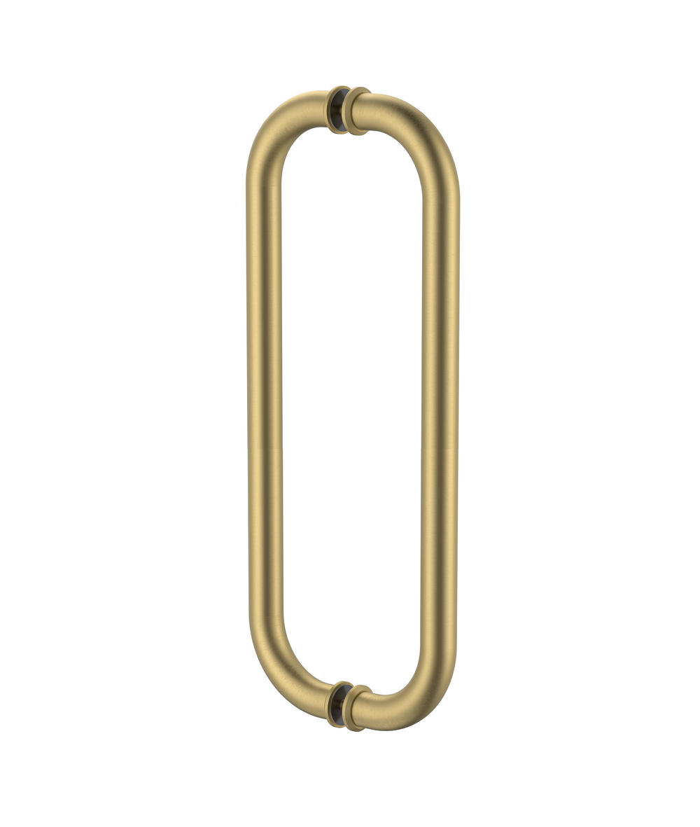 Round Double D Style Double Pull Shower Handle 450 mm Brushed Brass