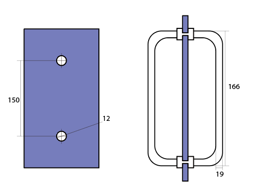 Round Double D Style Double Pull Shower Handle 166mm Polished Chrome