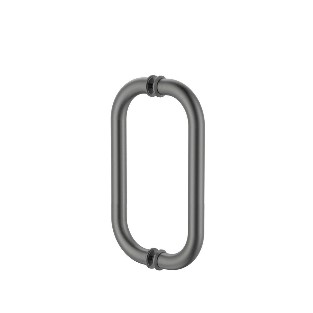 Round Double D Style Double Pull Shower Handle 166 mm Brushed Gun Metal