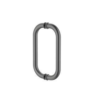 Round Double D Style Double Pull Shower Handle 166 mm Brushed Gun Metal