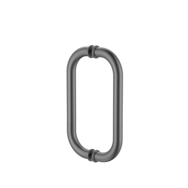Round Double D Style Double Pull Shower Handle 166 mm Brushed Gun Metal