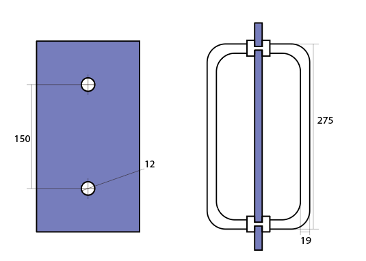 Round Double D Style Double Pull Shower Handle 275 mm Brushed Brass