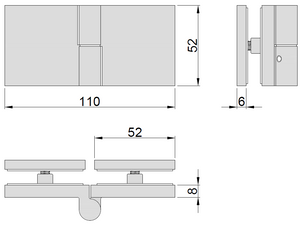 Stealth Bi-Fold Left handed Shower Hinge Polished Gold