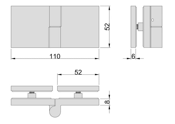 Stealth Bi-Fold Right Handed Shower Hinge Matte Black