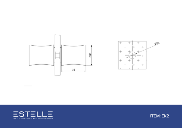 Shower Door Knob EK2 White