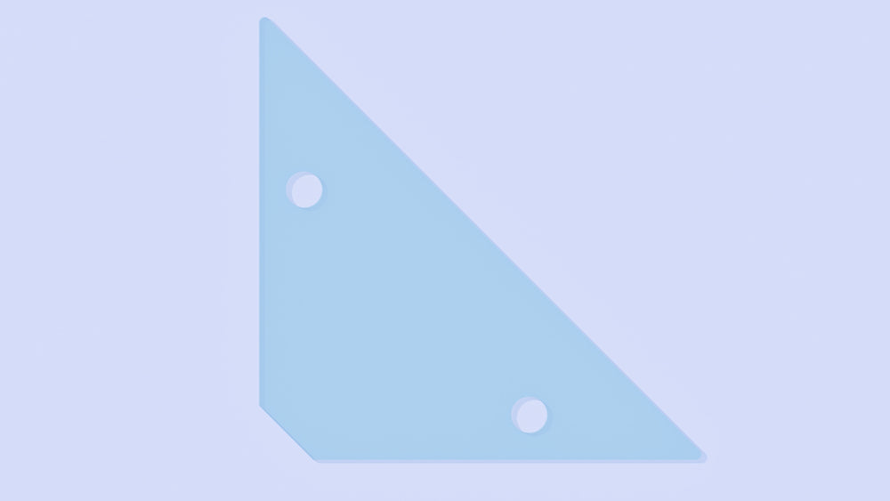 Triangular Glass Shelf with Mounted Bracket Holes